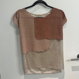 Brown Colorblock Blouse